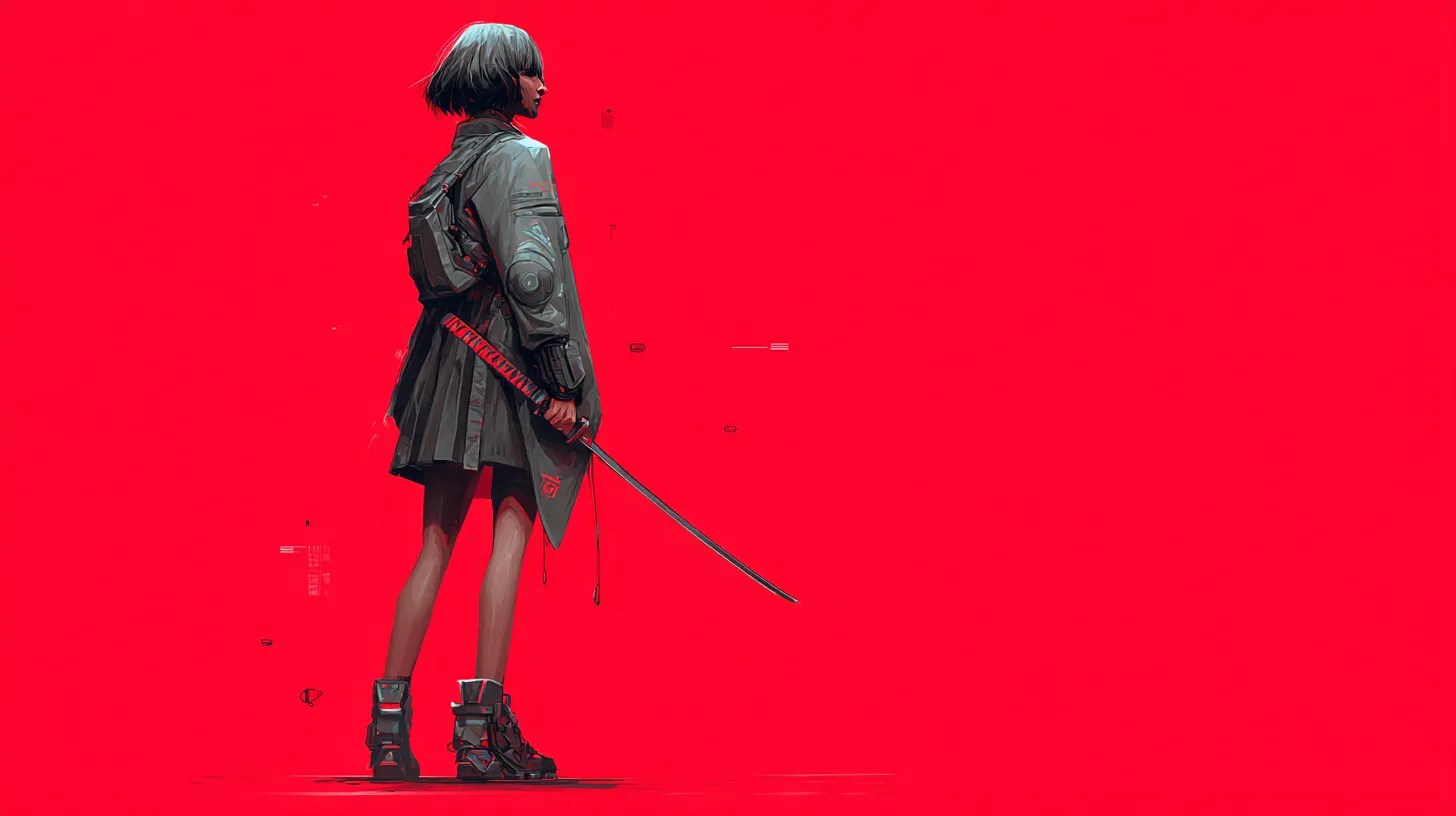Hero background — Midjourney-generated red-toned cyberpunk city with a ronin character